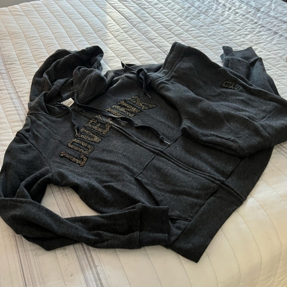 PINK Victoria's Secret Charcoal Hoodie and Jogger SET